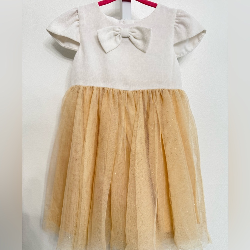 Elegant Cream and Gold Kids Formal Dress